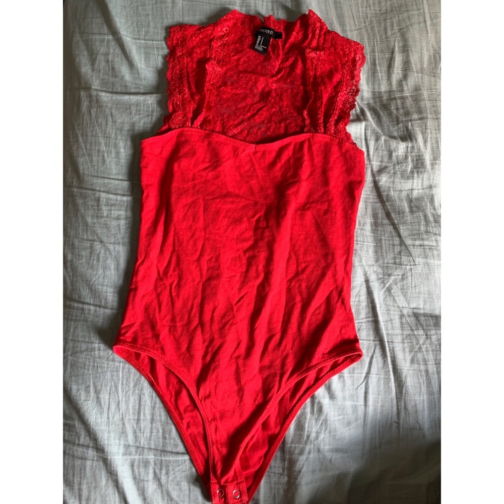 Red lace bodysuit